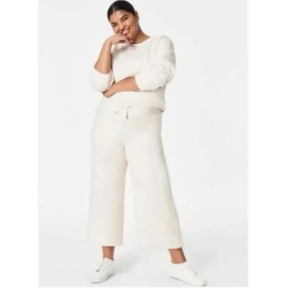 NWOT Spanx AirEssentials Wide Leg Crop Women 2X Oatmeal Heather Drawstring Pants